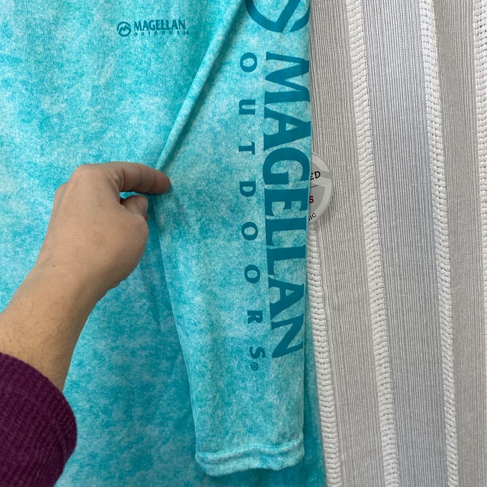 NWT Magellan Outdoors Long Sleeve Shirt Blue Green Aqua Colors Girls XL - Picture 6 of 9